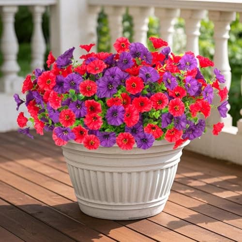 ADXORA 12 Bundles Morning Glory Artificial Flowers for Outdoor Decoration UV Resistant Fake Plastic Plants Artificial Greenery for Indoor Outdoor Garden Patio Window Box Home Decor - Image 1