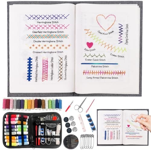 2026 New Embroidery Stitch Book Kit Sewing Practice Books All Scenario Embroidery Learning Book DIY Embroidery Book Set Comes with a Complete Toolkit & Instructional Tutorial for Beginners Enthusiasts - Image 1