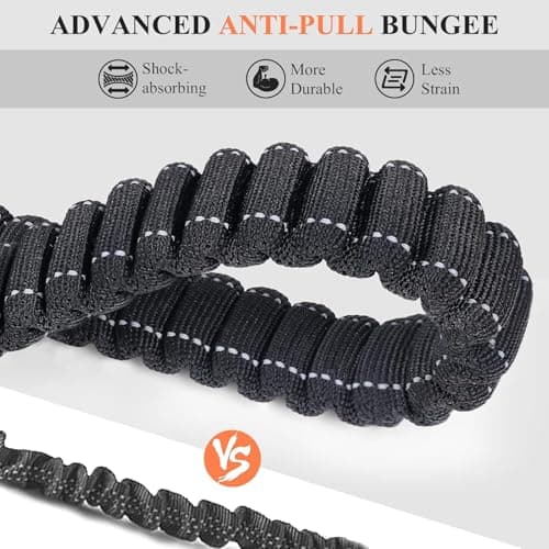 AOTECC Hands Free Dog Leash with Waist Belt, Shock Absorbing Bungee Lead | Padded Handle and Reflective Strip | Walking Jogging Running Leash with Car Safety Buckle, 6.3-9.7Ft - Thumbnail 2