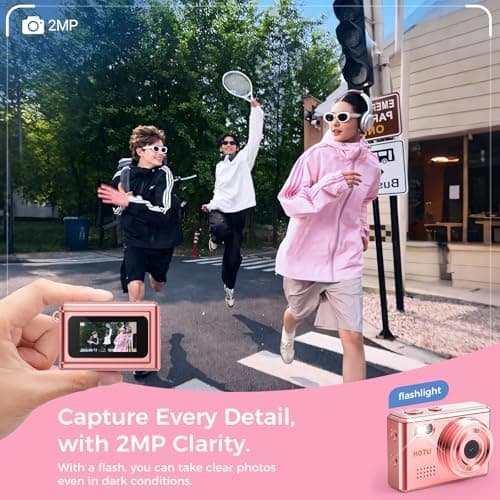 HOTU Mini Keychain Digital Camera, Y2K Pocket-Size Mini Camera, 2MP 1080P Small Camera with 32GB Card, Video Recorder with Long Battery Life for Travel, Party and Vlog (Rose Gold) - Thumbnail 3