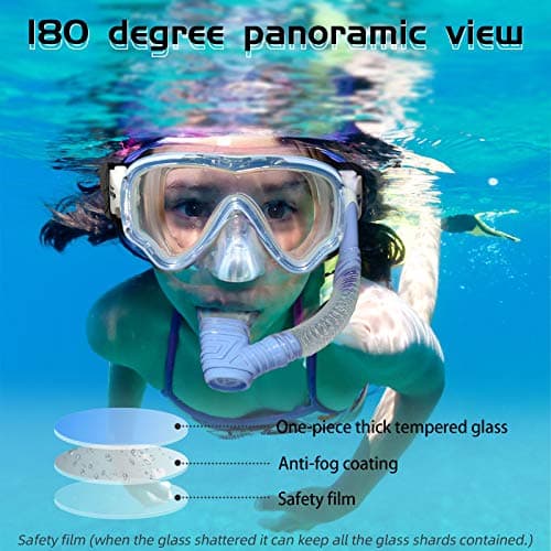 Seago Swimming Mask Swim Goggles for Kids Boys Girls Youth 6-14 8-12 8-14 4-7, Anti-Fog 180° Panoramic View Soft Silicone Skirt Kids Pool Underwater Swimming Goggles with Nose Cover, Snorkel Equipment - Thumbnail 3