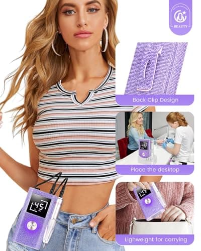 CozyZen Cordless Electric Nail Drill, 45000 RPM Rechargeable Diamond E-File, Portable & Low Noise for Acrylic/Gel Nails, Manicure & Pedicure - Professional & Home Use - Thumbnail 6