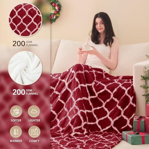 Homemate Heated Blanket Electric Throw - 50“x60“ Heating Blanket with 10 Fast Heat Levels 8 Hours Auto Off Soft Cozy Flannel Over-Heated Protection ETL Certification Keep Warming in Home - Thumbnail 2