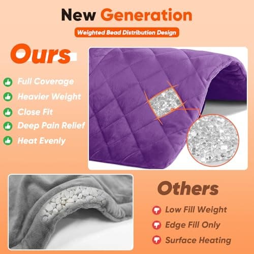 Purple Weighted Heating Pad for Neck Shoulders and Back, Mothers Day Gifts for Mom Wife Grandma, Birthday Gifts for Mom Older Women, Electric Heated Blanket with 9 Heat Options 4 Auto-Off Timer - Thumbnail 5
