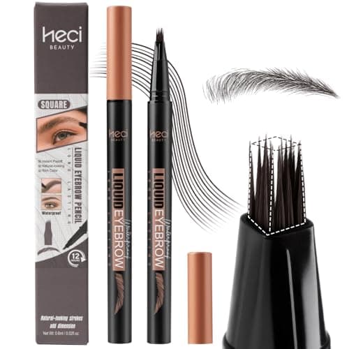 HECI BEAUTY Microblading Eyebrow Pencil - Waterproof Hair Stroke Brush with 3D Fiber Technology | 24HR Smudge-Proof | Natural Looking Brows Filler | Easy Apply & Gifts for Women,Chocolate - Image 1