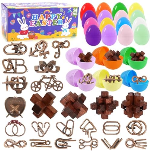 24pcs Easter Egg Fillers with Brain Teaser Puzzles Toys, Easter Basket Stuffers for Teens, Egg Fillers for Teens Adults Kids, Easter Eggs Hunt Games for Party Favors, Gifts for Kids,Boys and Girls - Image 1