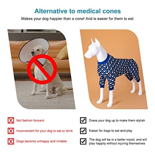 LovinPet Jammies for Large Dogs - Anti Licking & Anxiety Calming Dog Shirt, Lightweight Stretchy Summertime Print, Pitbull Shirt, Large Dogs Onesie, Pitbull Clothes, Dog Costume for Parties, Black 2XL - Thumbnail 6