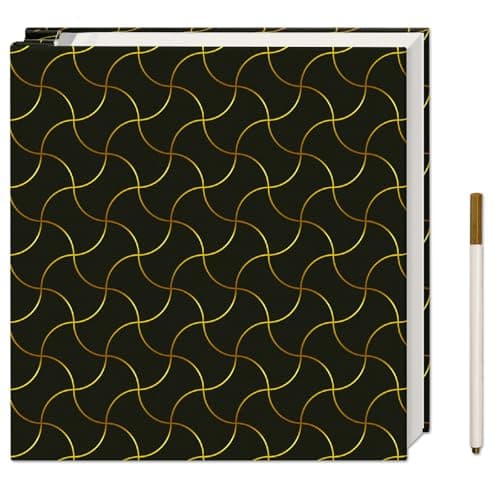 Vienrose Self Adhesive Photo Album for Mini 4x6 5x7 8x10 Pictures Geometric Linen Cover DIY Scrapbook for Baby School Wedding Journal Memory Book with 20 Sheets (40 Pages), Curve Pattern - Image 1