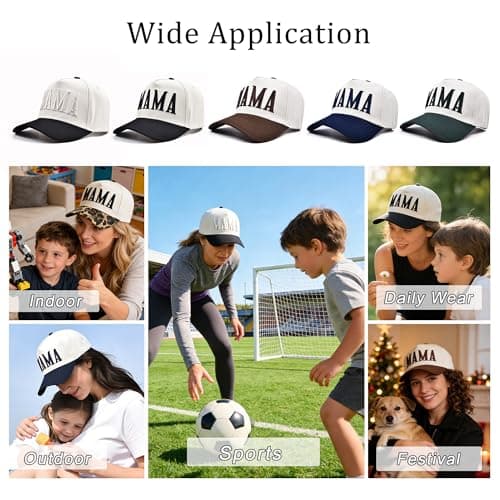Women’s Mama Trucker Hat – Vintage Embroidered Adjustable Baseball Cap, Two-Tone Ponytail Hat Gifts for Mothers Day Outfits White - Thumbnail 5