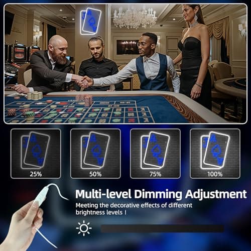 Gamerneon Playing Cards Neon Signs for Wall Decor Poker Teens Led Neon Light Blue White Usb Light Sign for Bedroom Casino Bar Hotel Play Room Birthday Party Decor - Thumbnail 5