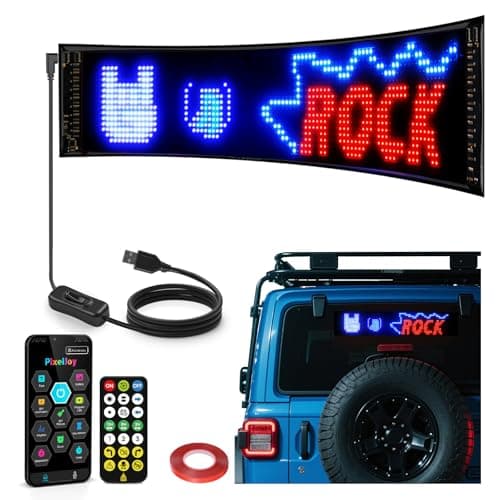 dalattin Devil Eyes Light for Windshield, 14.72"x3.62" High-Brightness USB LED Display, APP/Remote Control for Custom Text & Animation, Multi-Panel Sync for Cars Trucks SUVs, USB-Powered