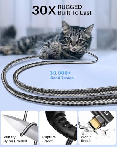 USB C to USB C Data Cable 8K@60HZ 40Gbps 240W Right Angle 4FT, USB 4 Video Cable Compatible with Thunderbolt 4/3, Fast Charging USBC Cord For MacBook, PC, iPhone 17/16/15 Pro Max, Portable Monitor/SSD - Thumbnail 6