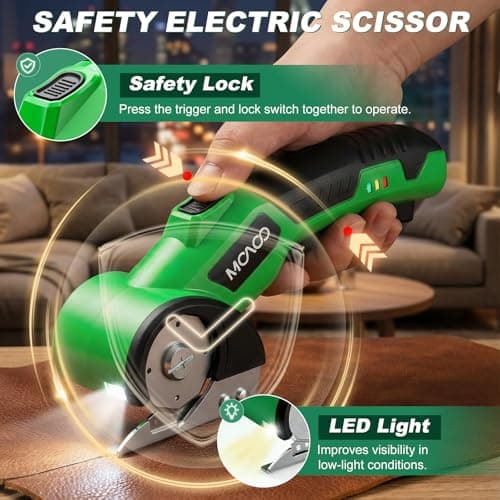 Cardboard Cutter, Rechargeable Cordless Electric Scissors, Upgrade 4V Electric Box Cutter with 2 Blades, Safety Lock & LED Light, Powerful Cutting for Cardboard Box, Plastic, Leather, Fabric - Thumbnail 4
