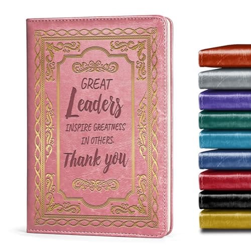 LBWCER Boss Appreciation Gift Mentor Notebook Great Leaders Notebook Leader Supervisor PM Mentor Retirement Gift Coworker Farewell Leather Journal Notebooks (Great pink) - Image 1