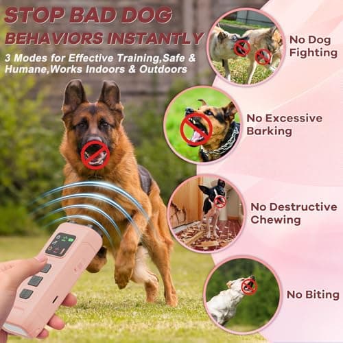 Myiwb Ultrasonic Dog Bark Deterrent & Anti-Barking Training Device, 3 Modes to Stop Dog Barking, Handheld Tool, Safe, Rechargeable, Compact and Portable, Suitable for Indoor/Outdoor Use(Pink) - Thumbnail 2