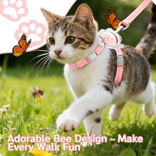 Cat Harness and Leash Set - Escape Proof Adjustable Soft Vest for Cats, Breathable Comfortable Kitten Harness for Outdoor Walking and Travel - Thumbnail 6
