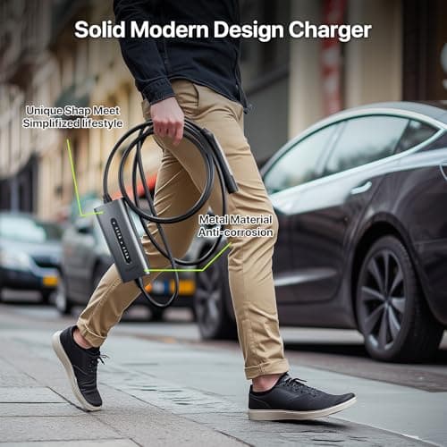 FlowGo Tesla Charger 40A Level 2 EV Charger NACS 240V with 14-50 Plug 25 FT Cable 9.6KW Portable Tesla Charging Equipment 15-40 Amps Adjustable Current Mobile Electric Car Chargers for Model 3/S/Y - Thumbnail 5
