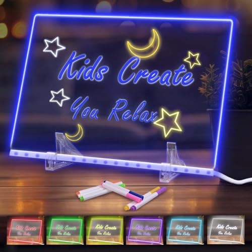 Lumi LED Drawing Board for Kids 2026 Upgraded Scratch-Resistant Light Up Dry Erase Board with 7 Neon Markers, Night Light & Writing Tablet Educational Toys Gifts for Boys Girls Ages 6-12 (12''x8'') - Image 1