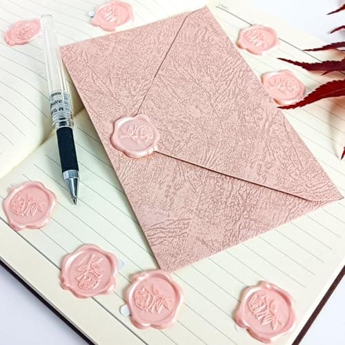 Pilloze 50 Pcs Adhesive Pink Rose Wax Seal Stickers, Rose Wedding Invitation Seal, Pink Rose Seals for Envelope, Easy to Use Rose Envelope Stickers with Good Adhesion - Thumbnail 4