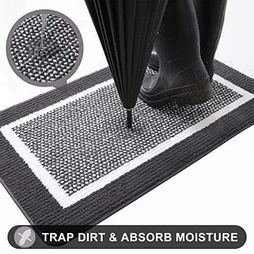 Colorxy Indoor Door Mat, Non-Slip Absorbent Resist Dirt Entrance Mat, Sturdy Low-Profile Inside Floor Carpet Mats, Washable Front Entry Doormats for Entryway, 48''x32'', Dark Grey - Thumbnail 5