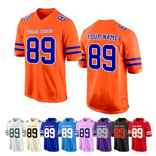 Orange Blue Custom Football Jersey for Women Men Team Clothing Name Number Jerseys Personalized Shirt Youth Kids Customized Football Uniform Fans Birthday Gift - Image 1