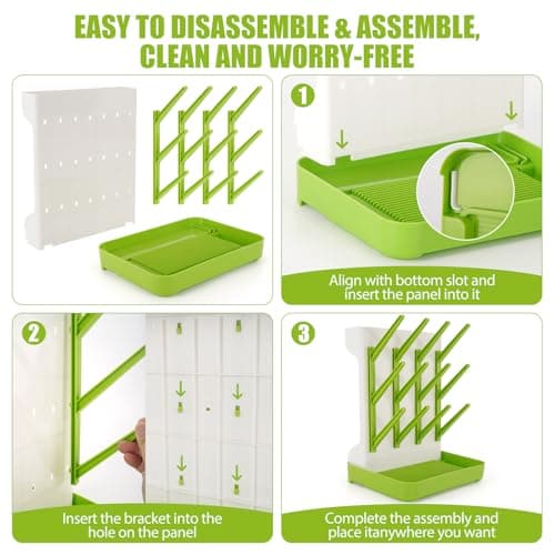 Flysich Baby Bottle Drying Rack, 2PCS Space Saving Baby Bottle Organizer for Countertop, Vertical Bottle Dryer Holder with Brushes Holder, Large Bottle Storage Holder 12 Bottles & Baby Accessories - Thumbnail 5