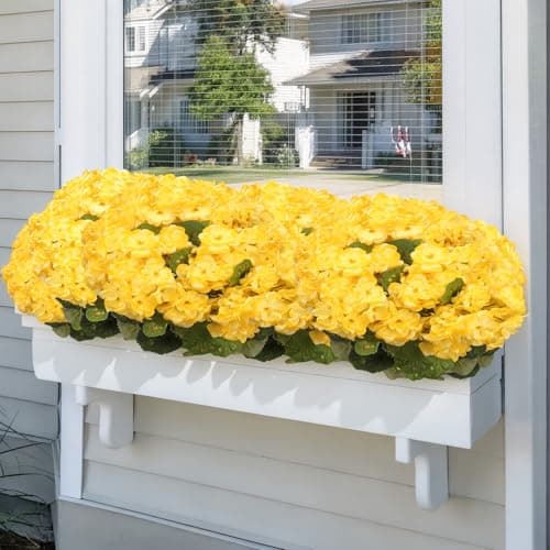 FULLMUSIC Artificial Flowers for Outdoor, UV Resistant Realistic Geranium Fake Flowers-Faux Flowers for Outdoor planters, Garden, Porch, Patio, Window Box Home Decor All Year Round (6, Yellow) - Thumbnail 2