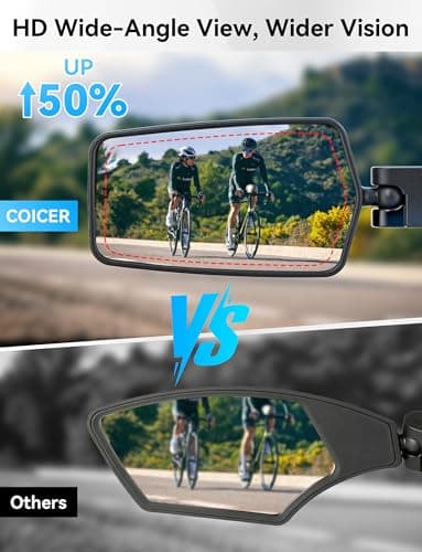 COICER E Bike Mirror Handlebar Mount, Bicycle Rearview for Handlebar - Thumbnail 3