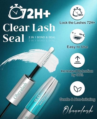 Lash Cluster Glue Waterproof, 2-in-1 Strong Hold Bond and Seal Lash Glue, 72H Long Lasting, Eyelash Adhesive for Clusters Individual Eyelashes by Obeyalash (6ml Bond +6ml Seal) - Thumbnail 3