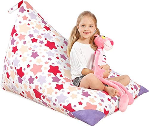 Aubliss Stuffed Animal Storage Bean Bag Chair Cover, 50"x 35" Extra Large Bean Bags for Kids & Adults, Beanbag Toy Storage for Boys Girls - Premium Cotton Canvas Nata - Image 1