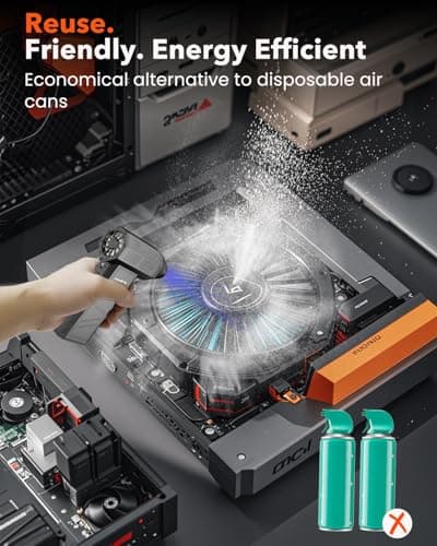 Compressed Air Duster, 180000RPM Electric Air Duster, Rechargeable Cordless Air Blower with 3-Gear Turbo Fan, Canned Air Alternative for Keyboard, PC, Computer, Car, Home & Outdoor Use (Pure Black) - Thumbnail 3