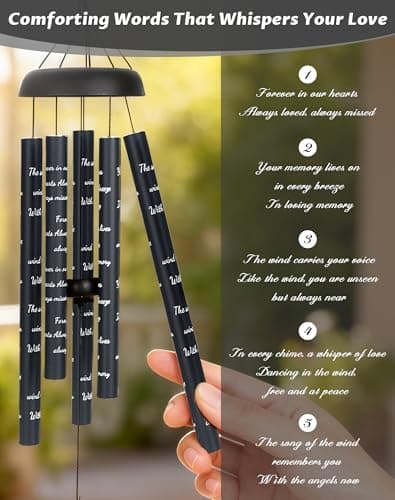 Sympathy Wind Chimes for Outside, Memorial Windchimes for Loss of Loved One Like in Memory of Mother Father Mom Dad, Bereavement Gifts Ideal for Funeral Condolence Remembrance, Outdoor Use - Thumbnail 2
