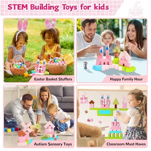 Hiwawind Magnetic Blocks Princess Toys - Easter Gifts for Kids - Princess Castle Building Blocks,Birthday Gifts for Girls, Toys for 3 4 5 6 7 8 Year Old Girls Boys, Preschool Toddlers Travel Toys - Thumbnail 5