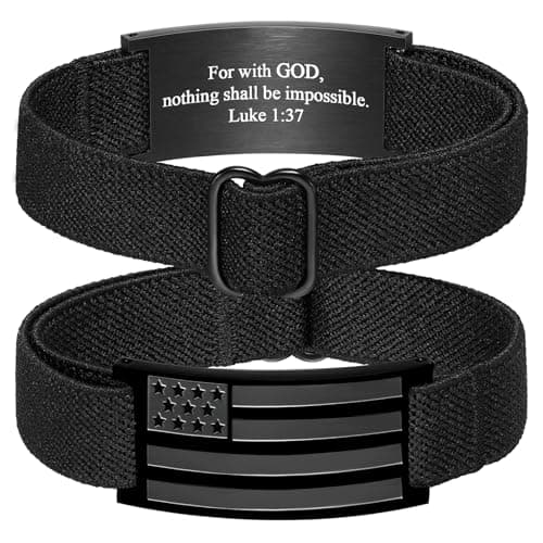 GLEZZA Easter Basket Stuffers-Bracelets for Boy Men American Flag Cross Bible Verse Bracelet Christmas Birthday Easter Christian Gifts for Dad Daddy New Dad Husband - Image 1