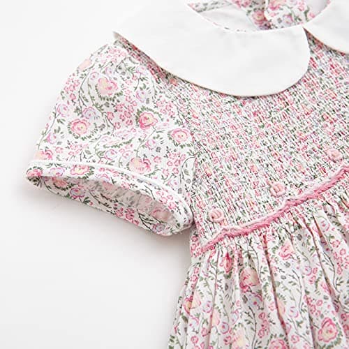 Simplee kids Baby Girls Floral Dress Infant Toddler Girls Outfits Summer Casual Dresses for 4 Years (Light Pink) - Thumbnail 4
