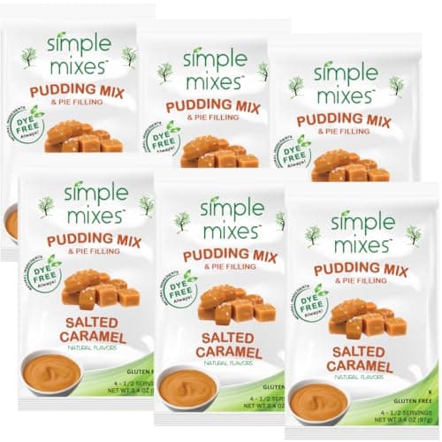 Simple Mixes Natural Instant Pudding & Pie Filling Mix, Healthy Snack, Salted Caramel (Butterscotch), Gluten and Dye-Free, No Fat, or Lactose, Kosher, 6 Pack - Image 1