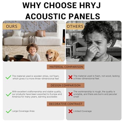 4 Packs Acoustic Wall Panel, 47.2"x23.6" Wood Slat Sound Absorbing Panel, Sound Proofing Panels for Office,Home Theater,Studio, Faux Marble - Thumbnail 6