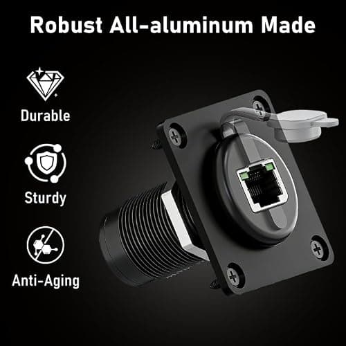 Wall Socket Pass Through Kit for Starlink Gen3/Gen 4 Aluminum IP68 Waterproof RJ45 CAT6 Ethernet Female to Female Bulkhead Panel Socket for RV Camper Boat Trailer - Thumbnail 2
