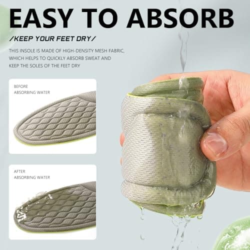 XINIFOOT 6 Pairs Anti Odour Shoe Insoles, Comfortable Replacement Shoe Insole Inserts, Foot Massage Breathable Shoe Soles Relief Insoles for Working Daily Use(Grey Men US 8-11) - Thumbnail 4