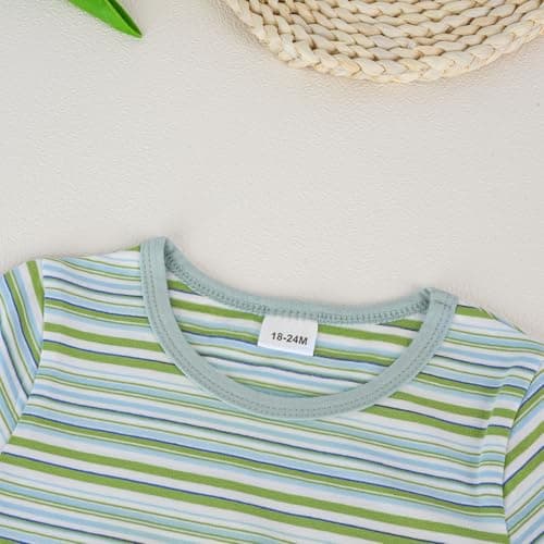 JiuBreeze Toddler Boy Striped Short Sleeve 2-Piece Summer Sets (4-5T) - Thumbnail 3