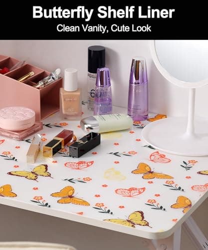 Cooyes Shelf & Drawer Liner for Kitchen Cabinets Non-Adhesive, Waterproof and Washable EVA Shelf Paper, Protect & Decorate Dresser, Bathroom, and Cupboards (Colorful Butterfly, 17.7" W x 78.7" L) - Thumbnail 6