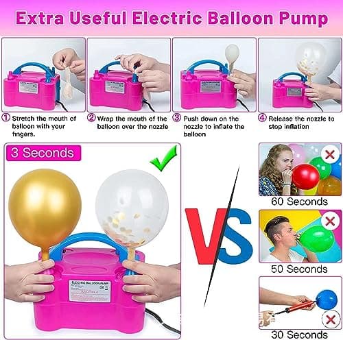 HFLYJPYW Electric Air Balloon Pump, Portable Dual Nozzle Electric Balloon Inflator/Blower for Party Decoration,Used to Quickly Fill Balloons - 110V 600W - Thumbnail 6