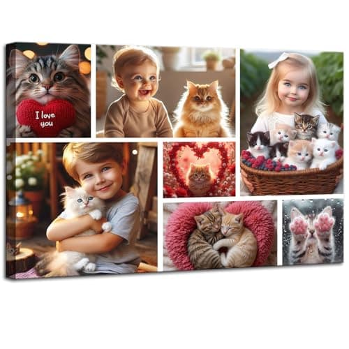 ZHIYYHAO 7 Photo Collage Custom Canvas Wall Art Framed Customize Picture Canvas Prints with Your Photos Wall Art Living Room Bedroom Study room Home Decor for Kids Family Lover Wedding (CF-10, 36.00L" X24.00W'' ) - Image 1