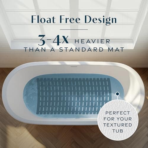 SlipX Solutions Weighted Non Slip Bath Mat for Textured Tub & Shower Surfaces, Patent Pending, Anti Slip Bathtub Safety Without Suction Cups, Doesn’t Float, Works on Tile & Stone 31” x 15”, Black - Thumbnail 3