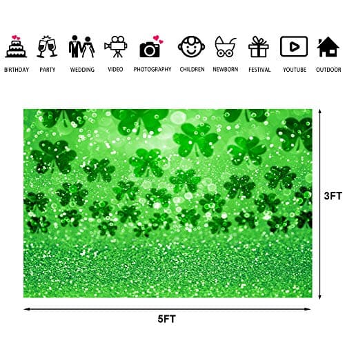 Happy St. Patrick's Day Photography Backdrop Lucky Irish Green Shamrock Bokeh Glitter Sequins Background Children Kids Adults Baby Shower Party Portraits Decor Photo Studio - Thumbnail 5