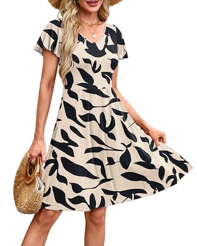 MOLERANI Womens Summer Dresses 2026 - Casual A-Line Sundress with Short Sleeves Floral Print for Beach Vacation S-3XL - Image 1