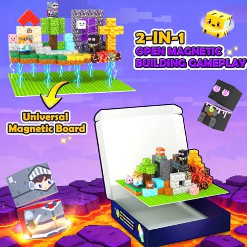 Soyee Magnetic Blocks 200 PCS - Magnetic Building Cubes Toys Build Mine Magworld Craft Cubes Portal Theme STEM Toys for Kids Ages 3-5 4-8 8-12 Birthday Gifts Boys Toys Ages 6-8 - Thumbnail 5