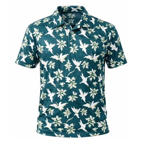 Partner Sportswear Golf Shirts for Men, Short Sleeve Print Moisture Wicking Wrinkle Resistant Collared Shirt, Stylish Cruise and Resort Wear for Men, Nuqui (L) - Image 1