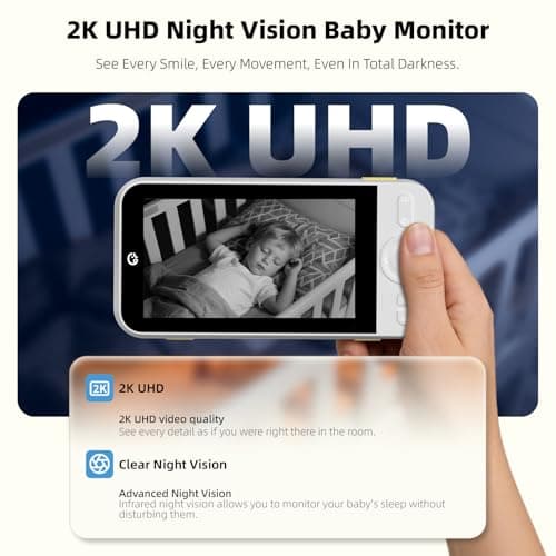 Ellie Pro Baby Monitor with Camera and Audio,5'' IPS 2K UHD Resolution,6000mAh Battery, Remote Pan-Tilt-5X Zoom, 2-Way Talk,No WiFi, Night Vision, Virtual Fence 24hr Play Back and 1000ft Range - Thumbnail 3