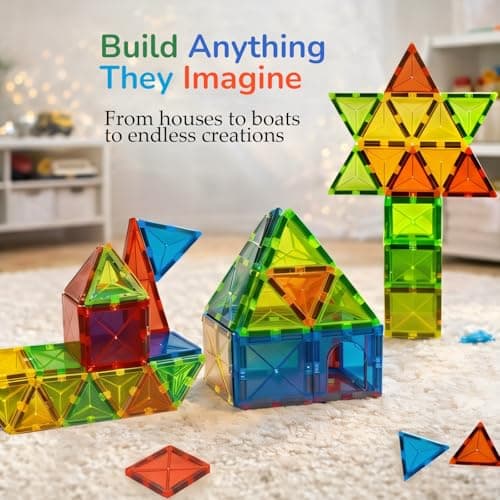LATI Magnetic Tiles Starter Set for Kids,Beginner Magnetic Building Blocks for Early Learning, Build in 2D & 3D, Open-Ended STEM Building Toy,Easy to Start for Early Builders,Toy Gift for Ages 3–6 - Thumbnail 6